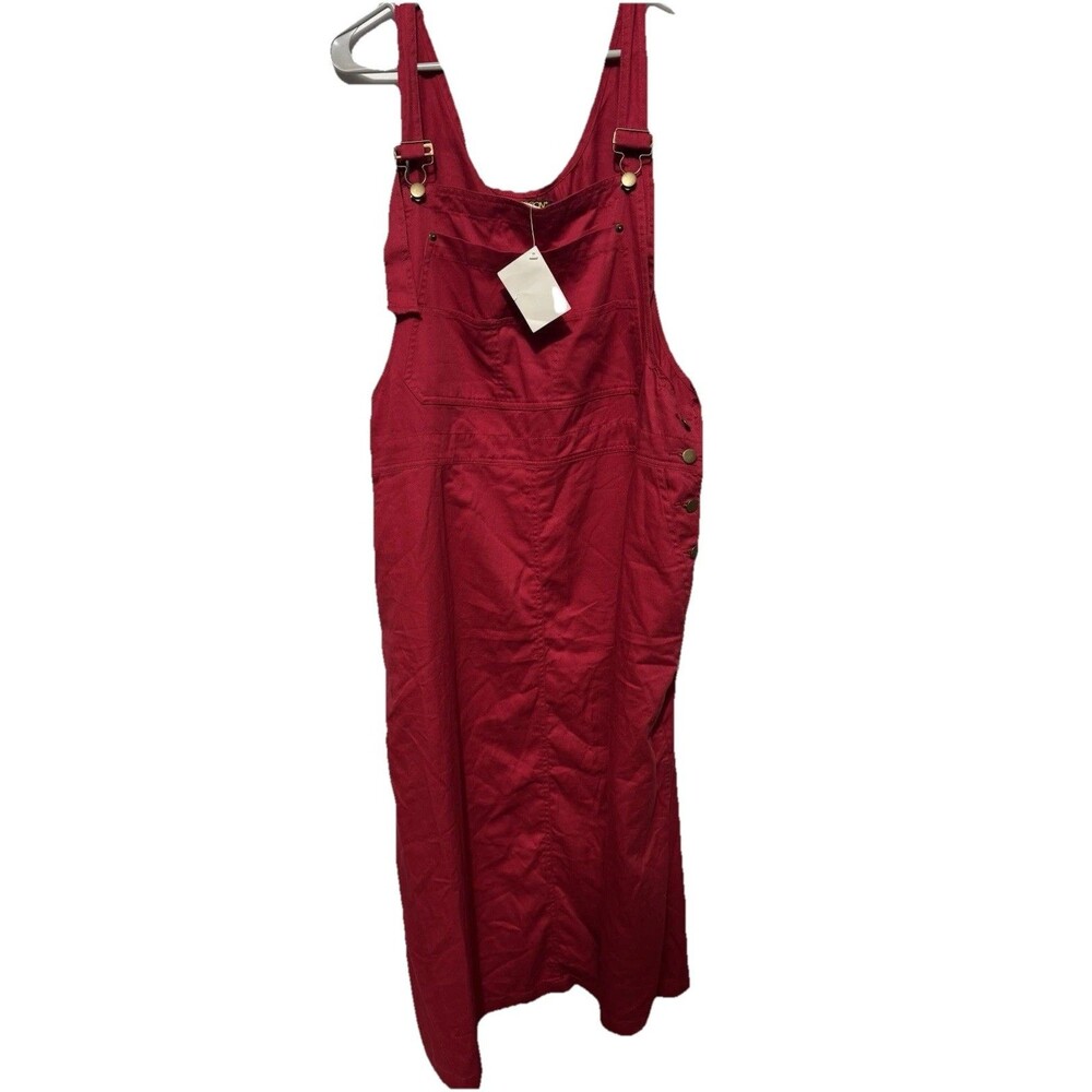 Sasson Bib Overall Jumper Dress Vintage Red New Size On Tag Says B2